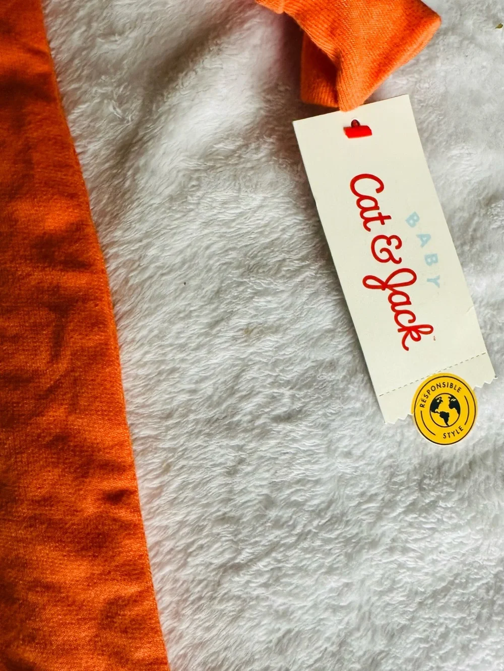 Cat & Jack Orange Pumpkin Hooded Footie